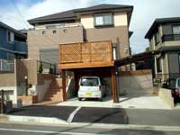ウッドデッキ仕様のカーポート「ウッドガレージ」 施工後写真・奈良市