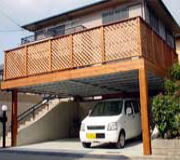 ウッドデッキ仕様のカーポート「ウッドガレージ」 施工写真・奈良市